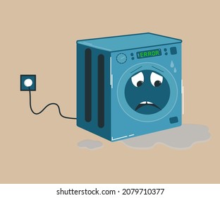 Washer Or Dryer. The Device Is Broken. Leakage, Repair Required. The Tumble Dryer Is Broken.