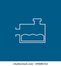 Washer Fluid Box Line Icon On Blue Background