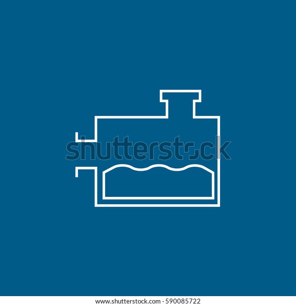 Washer Fluid Box\
Line Icon On Blue\
Background