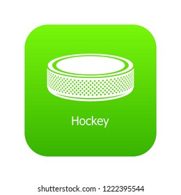 Washer hockey icon green vector isolated on white background