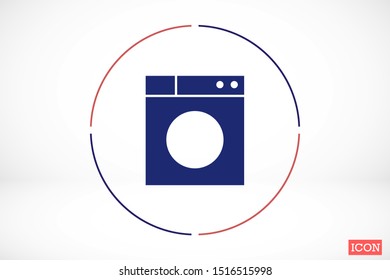 Washer icon. Appliance vector icon. Washer icon vector. Washer thin line design. Vector image.Washing machine icon vector design template Washing machine