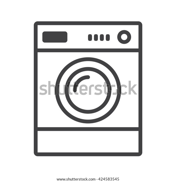 Washer icon. Appliance vector icon.\
Washer icon vector. Washer thin line design. Vector\
image.