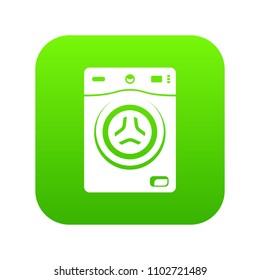 Washer icon green vector isolated on white background