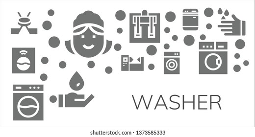 washer icon set. 11 filled washer icons.  Collection Of - Hockey, Maid, Washing machine, Machine, Wash, Dishwasher, Laundry