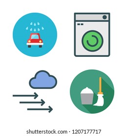 washer icon set. vector set about car wash, mop, pressure and washing machine icons set.