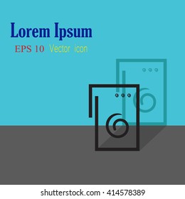 Washer icon. Washer icon vector. Washer icon vector illustration. Washer icon with shadow. Washer icon picture. Flat design. Outline. Minimal.