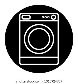 Washer icon vector on black circle. White background