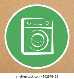 Washer icon, vector sign of cute kawaii washing machine
