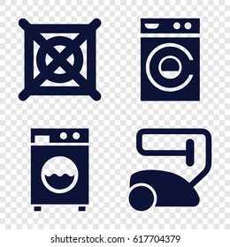Washer icons set. set of 4 washer filled icons such as vacuum cleaner, washing machine