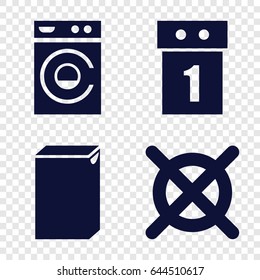Washer icons set. set of 4 washer filled icons such as washing machine, no dry cleaning