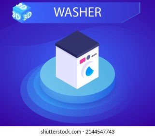 Washer isometric design icon. Vector web illustration. 3d colorful concept