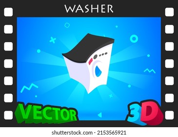 Washer isometric design icon. Vector web illustration. 3d colorful concept