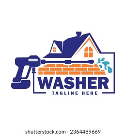 Washer logo design template. Pressure washing logo vector illustration.