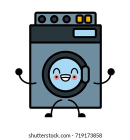 Washer machine appliance cute kawaii cartoon