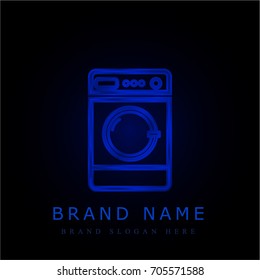 Washer machine blue chromium metallic logo