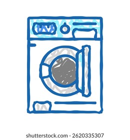 washer machine doodle icon sketch vector. washer machine sign. isolated symbol illustration