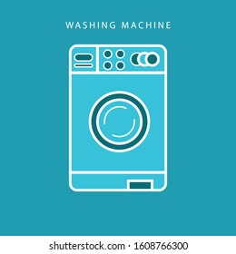 Washer machine icon, outline vector flat design