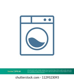 Washer Machine Laundry Icon Vector Logo Template Illustration Design. Vector EPS 10.