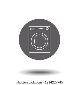 Washer machine line icon, outline vector sign, linear style pictogram isolated on white. Symbol, logo illustration.