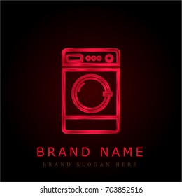 Washer machine red chromium metallic logo