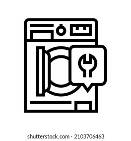 Washer Machine Repair Line Icon Vector. Washer Machine Repair Sign. Isolated Contour Symbol Black Illustration