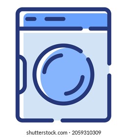 washer machine smart single isolated icon with dash or dashed line style