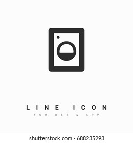 Washer minimal vector icon. Washing machine flat line icon for websites and mobile minimalistic flat design.