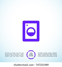 Washer minimal vector icon. Washing machine flat line icon for websites and mobile minimalistic flat design.
