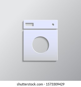 Washer paper style, vector icon. Grey color vector background