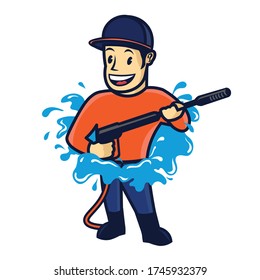 Washer Pressure character  good for Pressue washing service company logo