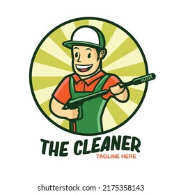 Washer Pressure Mascot Character In Retro Cartoon Style, Good For Pressure Washing Service Company Logo Design