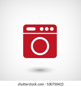 Washer - red vector icon  with shadow