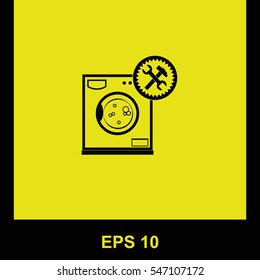 Washer repair vector black icon. Isolated illustration. Business picture.