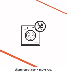 Washer repair vector grey icon on white background. Washer repair symbol stock   illustration. Business picture.