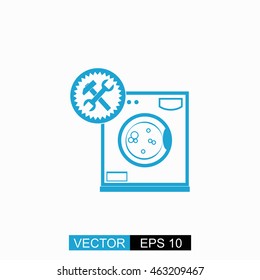 Washer repair vector. Isolated blue icon on white background.