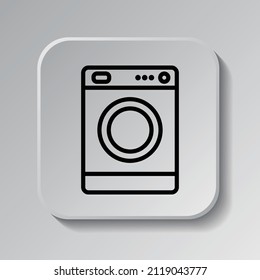 Washer simple icon vector. Flat desing. Black icon on square button with shadow. Grey background.ai