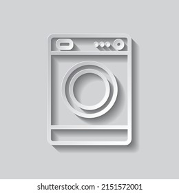 Washer simple icon vector. Flat design. Paper style with shadow. Gray background.ai