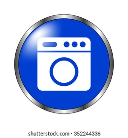 Washer - vector icon on the blue button