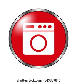 Washer - vector icon  on the red button