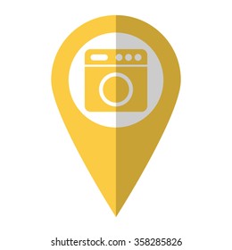 Washer - vector icon;  yellow map pointer