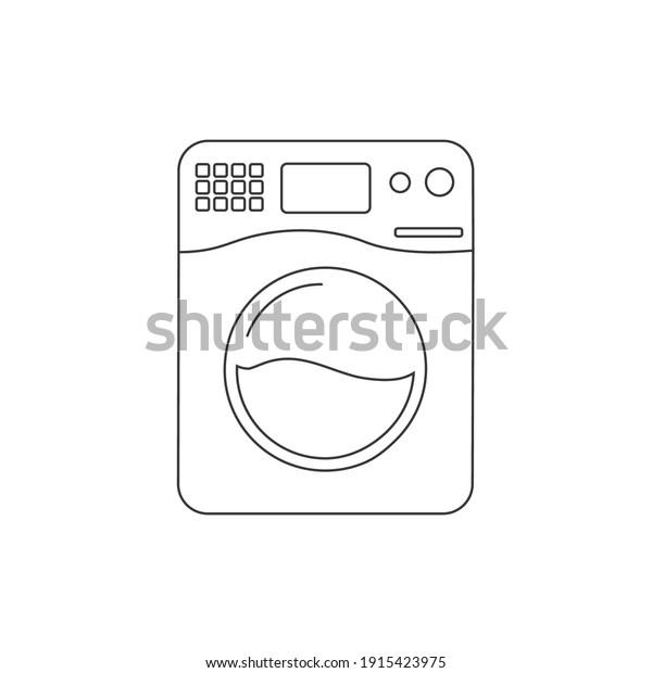 Washer vector line icon. Washer flat sign\
design. Wash machine symbol\
pictogram