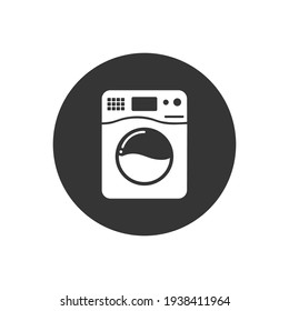 Washer vector white icon. Washer flat sign design. Wash machine symbol pictogram