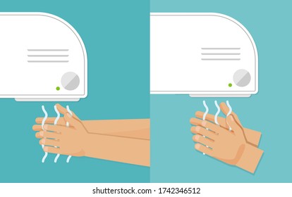 Washes hands and drying hands. Vector illustration