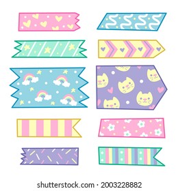 Kollektion zum Thema Waschbänder. Papieranker, Aufkleber, Dekoration, Etikett, Chevron oder Band. Waschband, Banner. Scrapbook-Element. Vektorgrafik. 