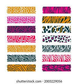 Washi tape design collection. Cute washi paper anchor, sticker, decoration, label, chevron or ribbon. Washi tape, banner. Scrapbook element. Vector illustration. 