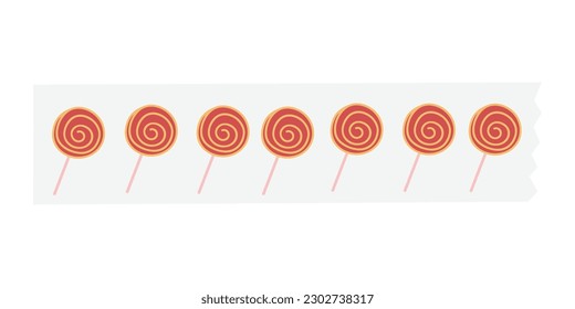 Washi tape design Illustration. Cute washi paper anchor, sticker, decoration, label, chevron, or ribbon. Washi tape, banner. Scrapbook element. Vector illustration.