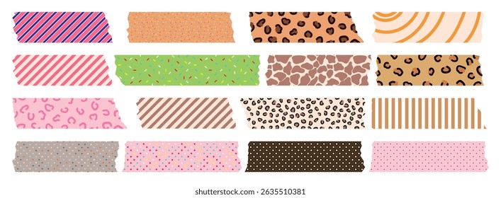 Conjunto de design de fita Washi isolado no fundo branco