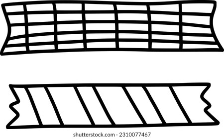 Waschbanddoodle, Illustration, Vektorgrafik, Doodle, Papier, Aufkleber, Muster, Band, Sammlung, Rahmen, Waschi, Dekoration, Design, Streifen, einzeln, Hintergrund, süß, Etikett, Dekoration, Schrapbook,