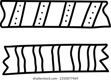 Waschbanddoodle, Illustration, Vektorgrafik, Doodle, Papier, Aufkleber, Muster, Band, Sammlung, Rahmen, Waschi, Dekoration, Design, Streifen, einzeln, Hintergrund, süß, Etikett, Dekoration, Schrapbook,