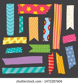 Washi tape doodle isolated on black